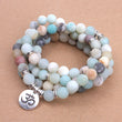 Load image into Gallery viewer, Matte Frosted Amazonite Beads with Lotus OM Buddha Charm Women's Bracelet