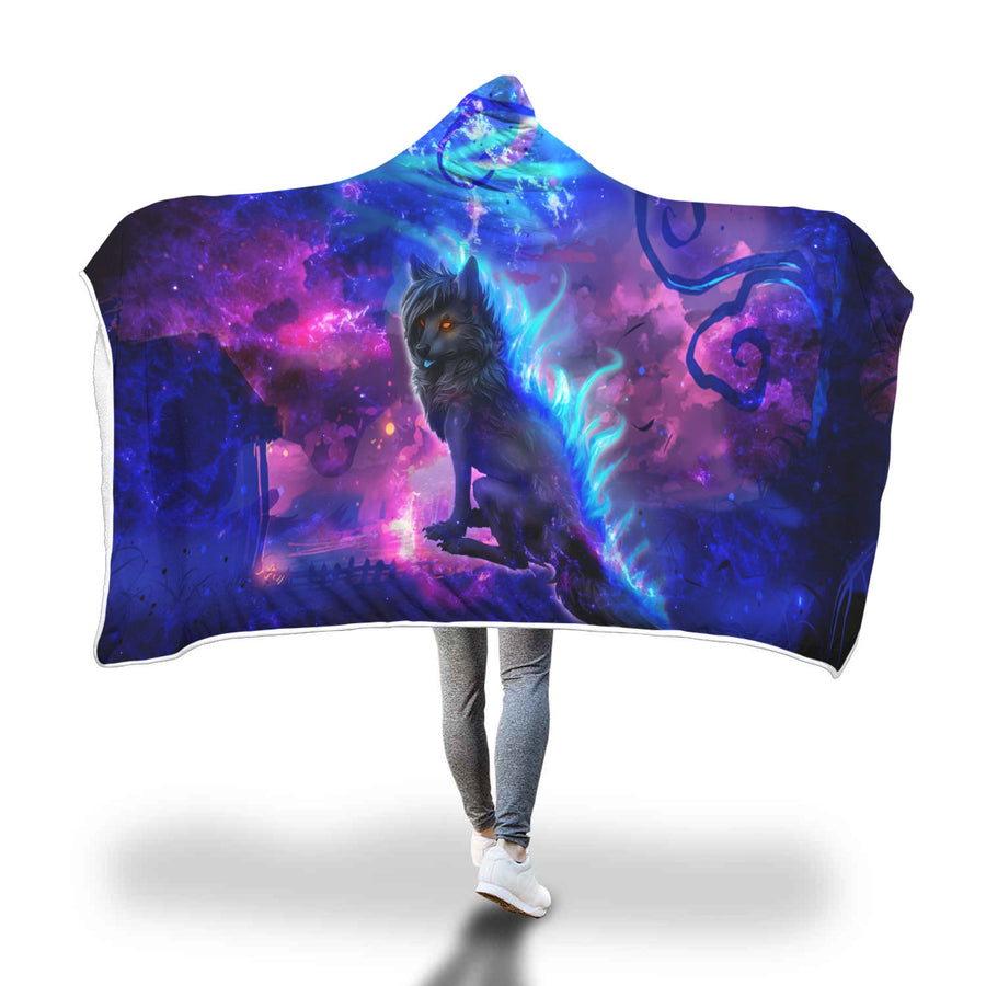 Wolf Blanket - Galaxy Wolf Hooded Blanket