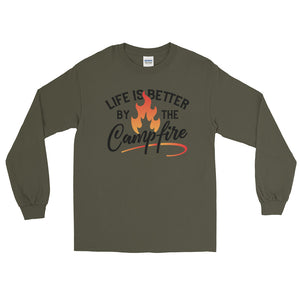 Camping Shirt Life Is Better by The Campfire Campsite Long Sleeve